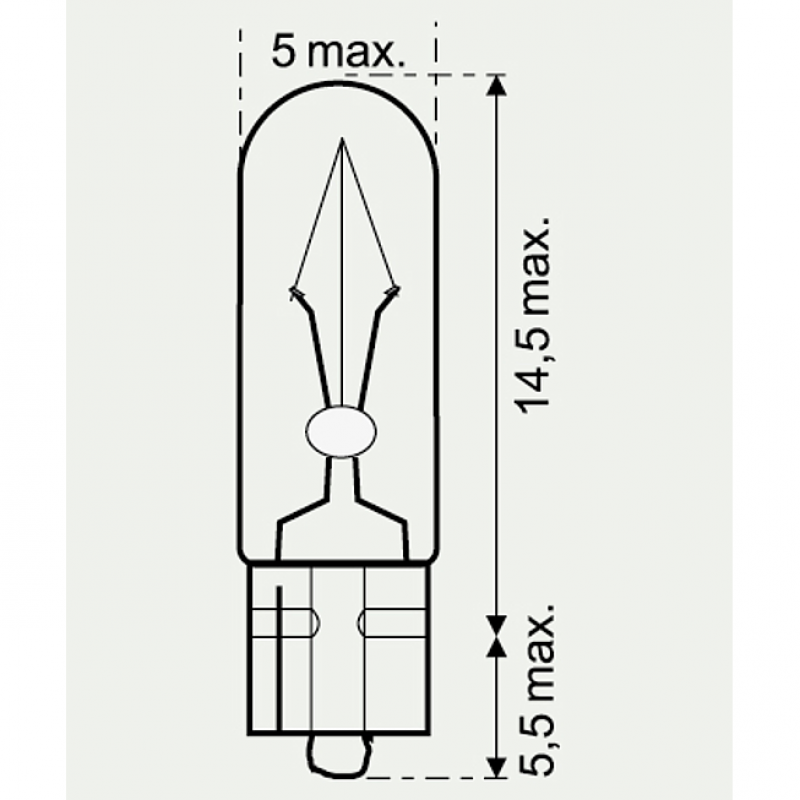 12V 1,7 W Glassockellampe W2x4,6d